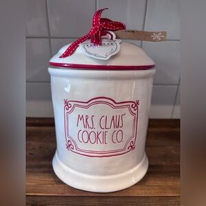 Rae Dunn Mrs. Claus Cookie Co. Canister- White and Red